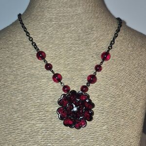 Elegant Red Floral Necklace